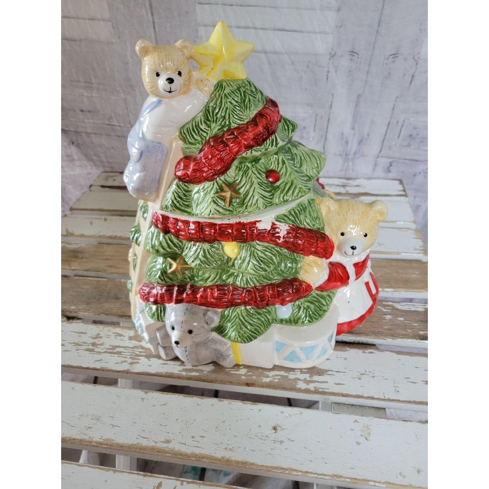 Omnibus fitz floyd Tree‎ bear cookie jar dog treat